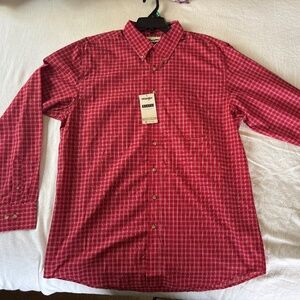 Wrangler Riata Plaid Western Shirt XL Tall NWT Red Button Down